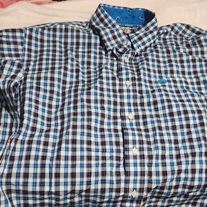 Cinch Men's Navy and White Plaid Shirt